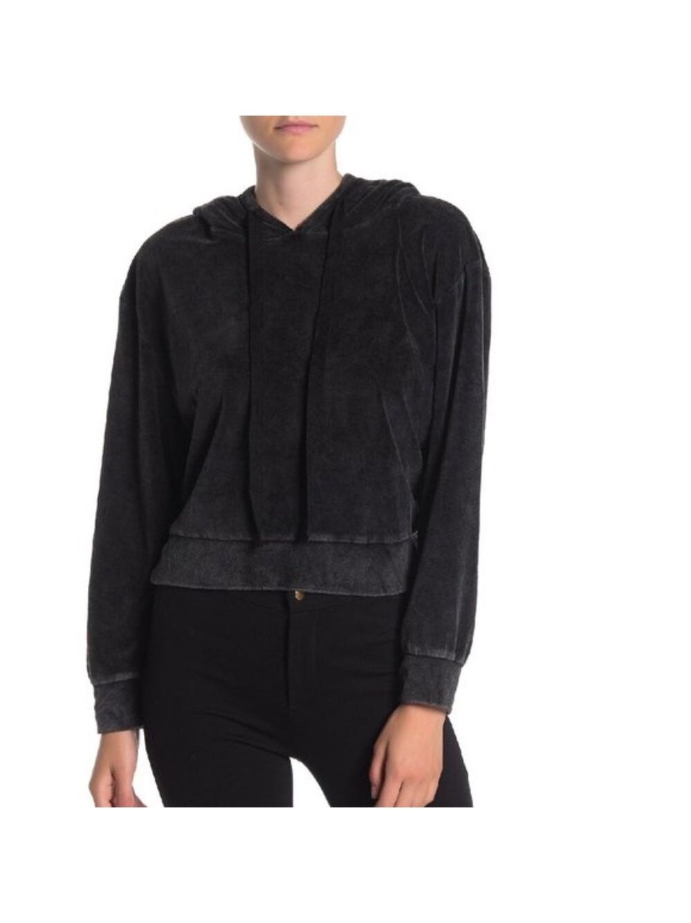 Dress Forum Velour Hooded Crop Sweatshirt